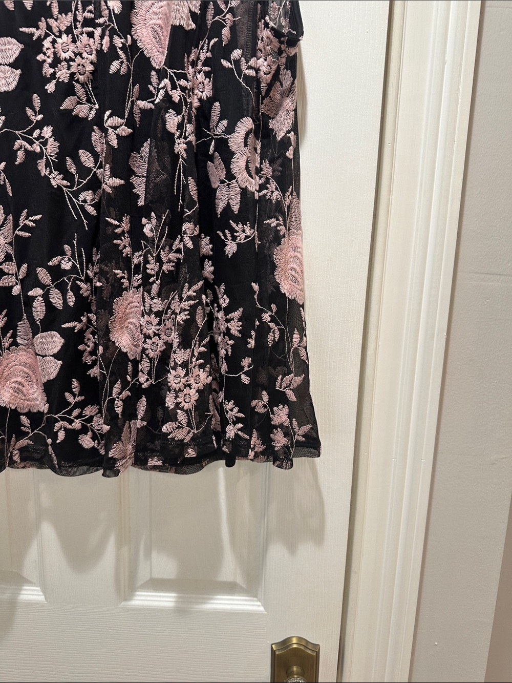 Avenue Black Sleeveless Blouse with Pink Floral Embroidery - Picture 10 of 15